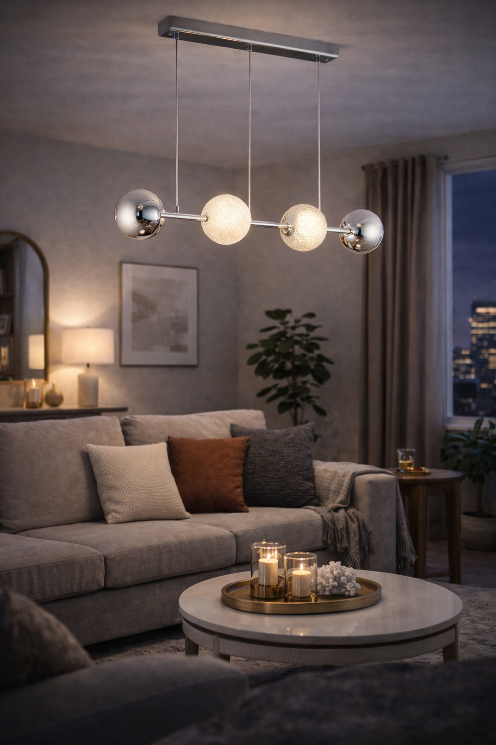 Lustra HubRom, BERCA 4112-04-CH 87x87 cm 4xE27-60W Crom