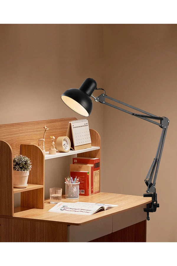 Veioza HubRom, PERRO Lampa de birou cu clemă 4181-01-BL 49x80 cm 1xE27-60W Negru