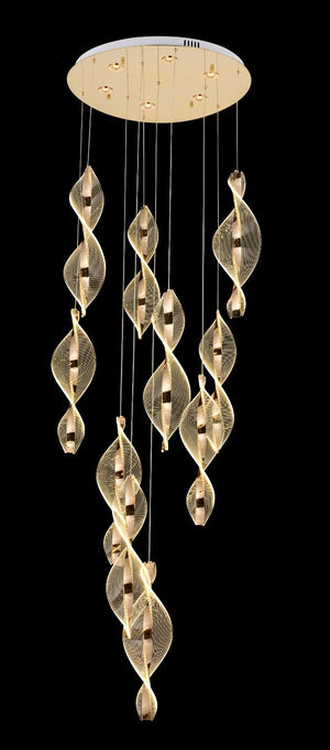 Lustra Led HubRom, LIKYA Auriu 5010-6100-83 60x60xHmax300 cm 3200 K Lumina Calda,Rece,Neutra