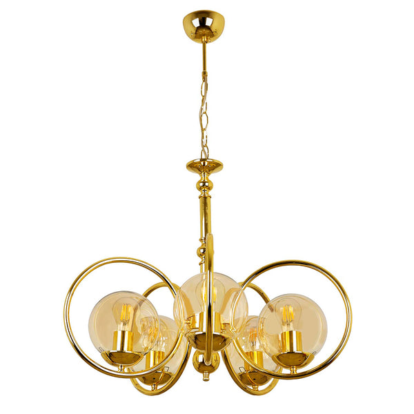 Lustra HubRom, OLIMPIYAT 4010-53-05 57x57xHmax80 cm 5xE27-60W Auriu