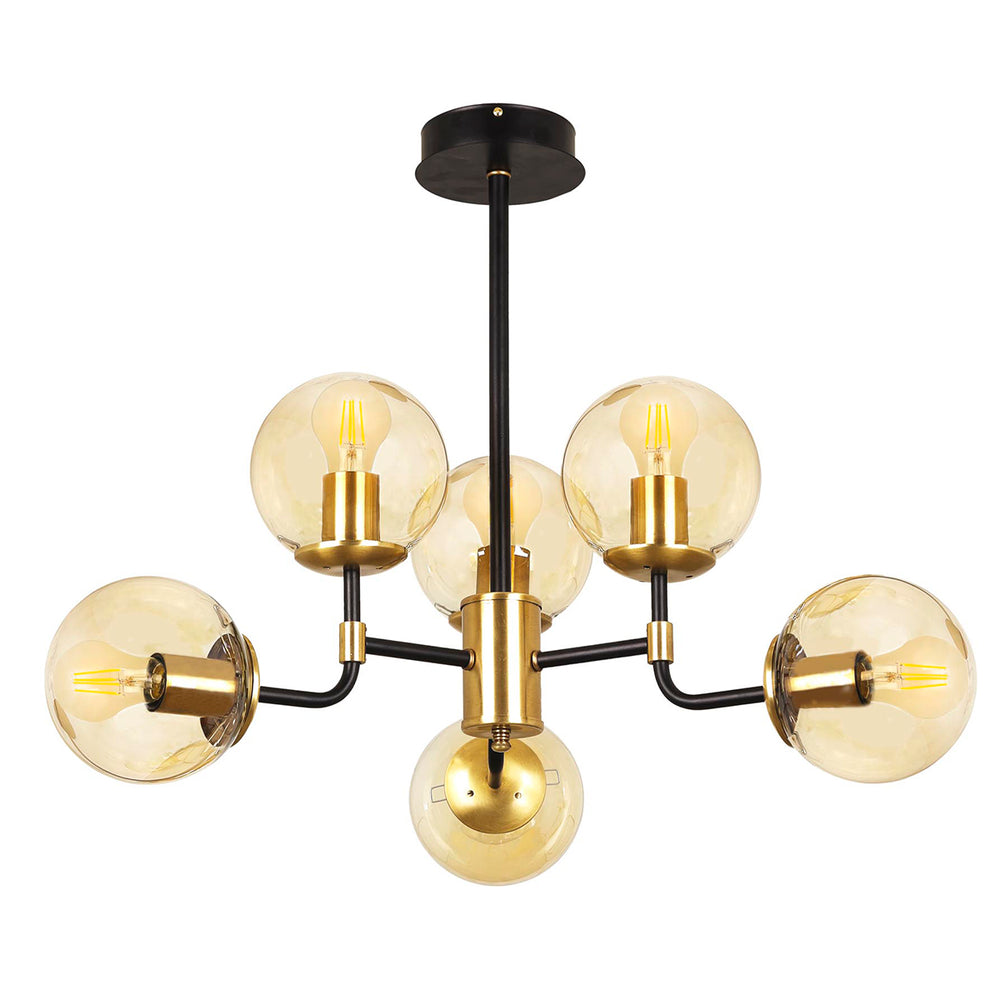 Lustra HubRom, KARTOPU 4020-60-06 55x55xHmax70 cm 6xE27-60W Negru / Antiq