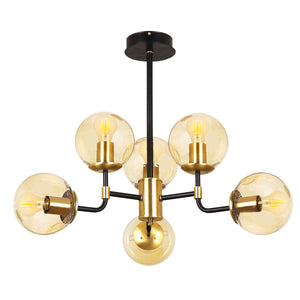 Lustra HubRom, KARTOPU 4020-60-06 55x55xHmax70 cm 6xE27-60W Negru / Antiq