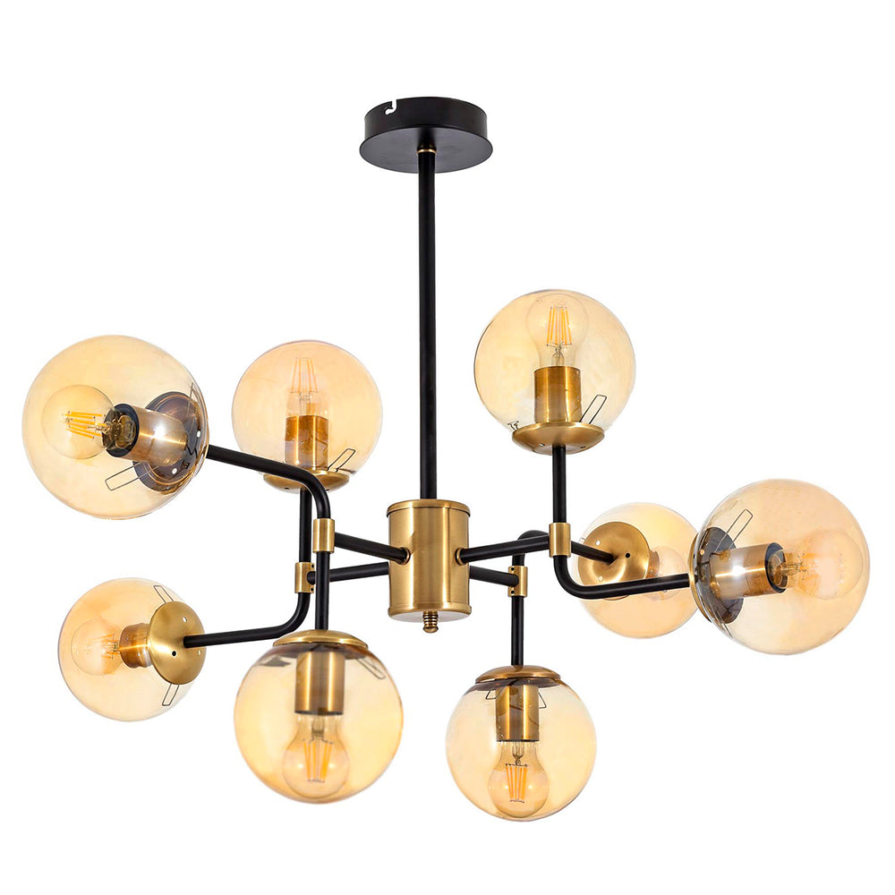 Lustra HubRom, KARTOPU 4020-60-08 67x67xHmax95 cm 8xE27-60W Negru / Antiq