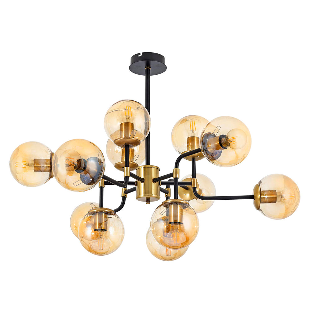 Lustra HubRom, KARTOPU 4020-60-12 67x67xHmax70 cm 12xE27-60W Negru / Antiq