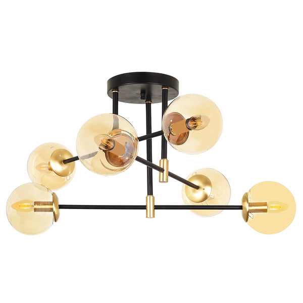 Lustra HubRom, PERVANE MICA 4036-60-06 45x45-80 cm 6xE14-60W Negru / Antiq