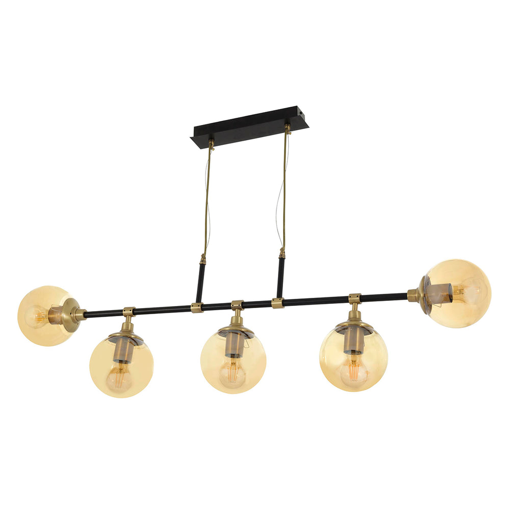 Lustra HubRom, KARTOPU Y.M. 4020-60-05 90x120x15xHmax90 cm 5xE27-60W Negru / Antiq