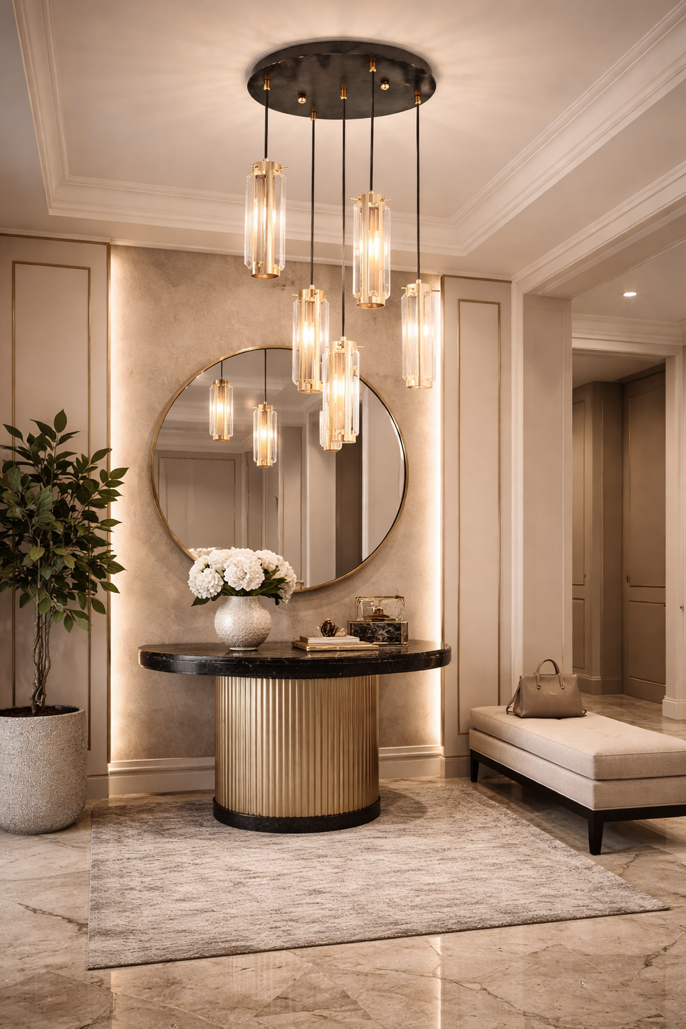 Lustra HubRom, NATALI 7000-9040-5CU 30x75 cm 5xE14-40W Rose Auriu