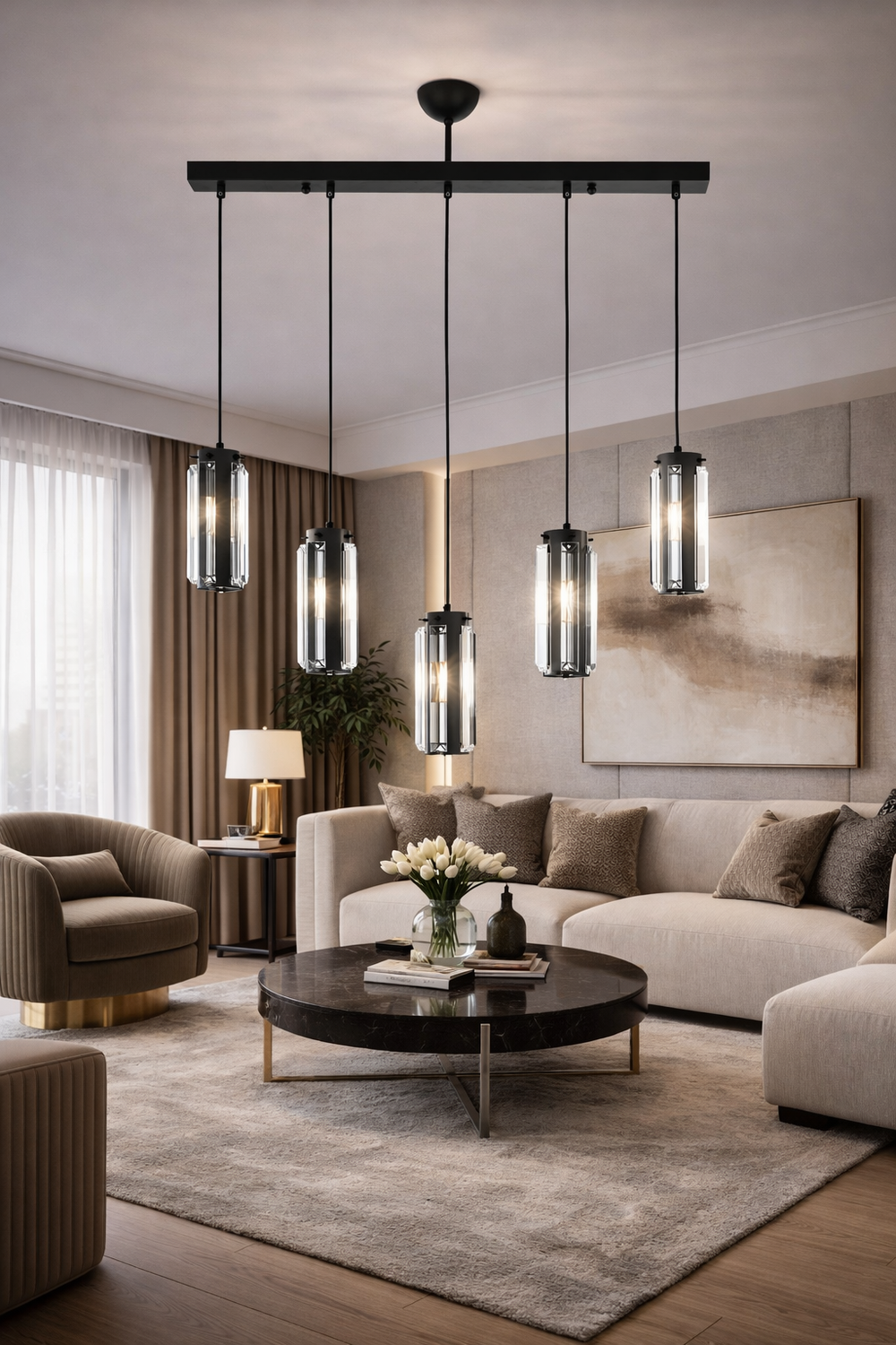 Lustra HubRom, NATALI 7000-9040-5S-BL 70x80 cm 5xE14-40W Negru