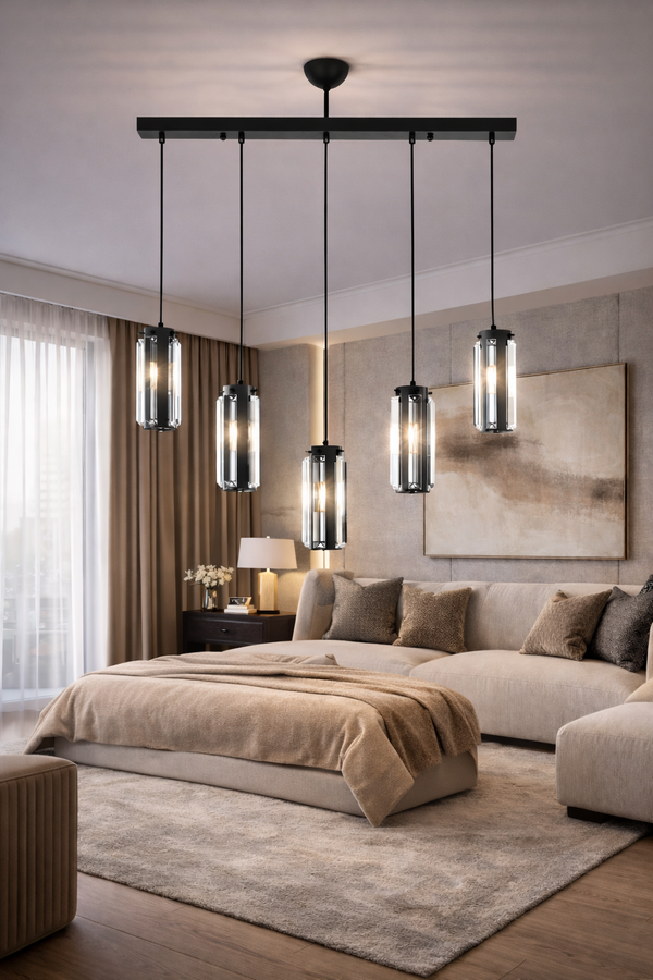 Lustra HubRom, NATALI 7000-9040-5S-BL 70x80 cm 5xE14-40W Negru