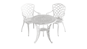 Set Mobilier Gradina HubRom, 1xMasa Rotunda(75x72), 2xScaun HITIT(43x42x50x92) Alb