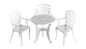 Set Mobilier Gradina HubRom, 1xMasa Rotunda(75x72), 3xScaun HITIT(43x42x50x92) Alb