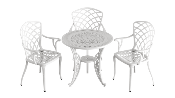 Set Mobilier Gradina HubRom, 1xMasa Rotunda(75x72), 3xScaun HITIT(43x42x50x92) Alb