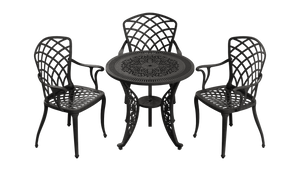 Set Mobilier Gradina HubRom, 1xMasa Rotunda(75x72), 2xScaun HITIT(43x42x50x92) Alb