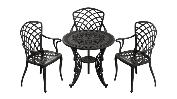 Set Mobilier Gradina HubRom, 1xMasa Rotunda(75x72), 2xScaun HITIT(43x42x50x92) Alb