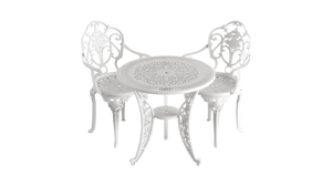 Set Mobilier Gradina HubRom, 1xMasa Rotunda(75x72), 2xScaun ISPARTA(43x42x50x92) Alb