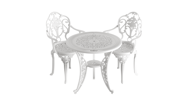 Set Mobilier Gradina HubRom, 1xMasa Rotunda(75x72), 2xScaun ISPARTA(43x42x50x92) Alb