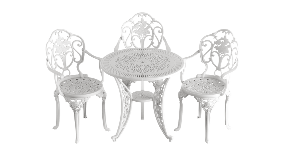Set Mobilier Gradina HubRom, 1xMasa Rotunda(75x72), 3xScaun ISPARTA(43x42x50x92) Alb