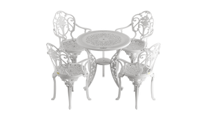 Set Mobilier Gradina HubRom, 1xMasa Patrata(75x75x72), 4xScaun ISPARTA(43x42x50x92) Alb