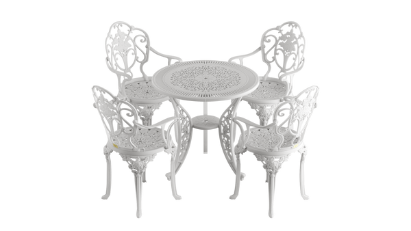 Set Mobilier Gradina HubRom, 1xMasa Patrata(75x75x72), 4xScaun ISPARTA(43x42x50x92) Alb