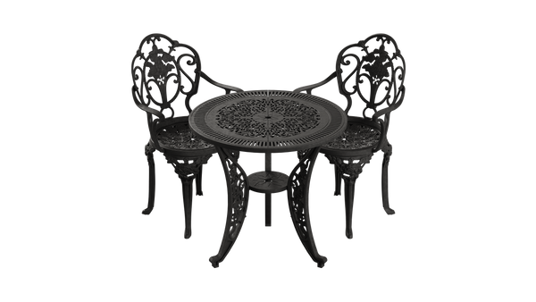 Set Mobilier Gradina HubRom, 1xMasa Rotunda(75x72), 2xScaun ISPARTA(43x42x50x92) Negru