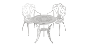 Set Mobilier Gradina HubRom, 1xMasa Rotunda(75x72), 2xScaun ISTANBUL(43x42x50x91) Alb