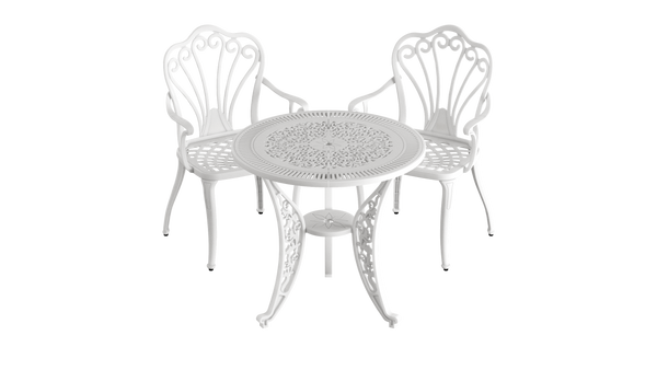 Set Mobilier Gradina HubRom, 1xMasa Rotunda(75x72), 2xScaun ISTANBUL(43x42x50x91) Alb