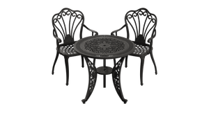 Set Mobilier Gradina HubRom, 1xMasa Rotunda(75x72), 2xScaun ISTANBUL(43x42x50x91) Negru
