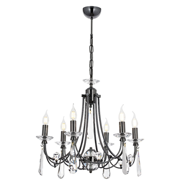 Lustra Cristal HubRom, PRENSES 5006-5053-82 56x56xHmax90 cm 6xE14-40W Fume