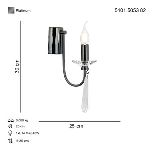 Aplica Cristal HubRom, PRENSES 5101-5053-82 25x25xHmax30 cm 1xE14-40W Fume