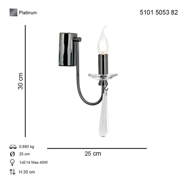 Aplica Cristal HubRom, PRENSES 5101-5053-82 25x25xHmax30 cm 1xE14-40W Fume