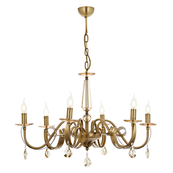 Lustra Cristal HubRom, KARLEN 5006-5253-52 55xHmax40-80 cm 6xE14-40W Antiq