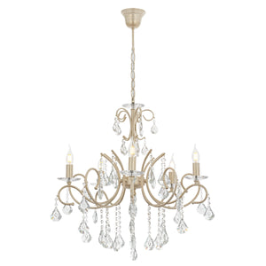 Lustra Cristal HubRom, LILYA 5005-2325-45 70xHmax90-100 cm 5xE14-40W Crem Patina Auriu