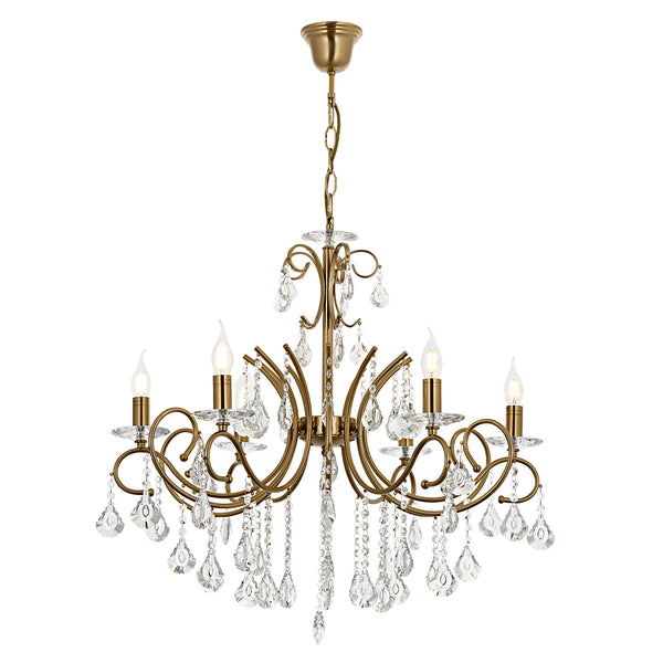 Lustra Cristal HubRom, LILYA 5006-2325-52 80xHmax90-110 cm 6xE14-40W Lak Antiq