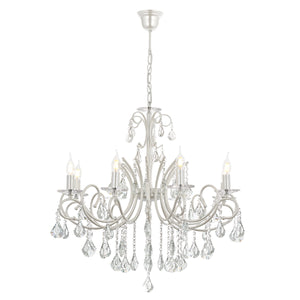 Lustra Cristal HubRom, LILYA 5008-2325-46 80xHmax90-110 cm 8xE14-40W Alb Sıdafat