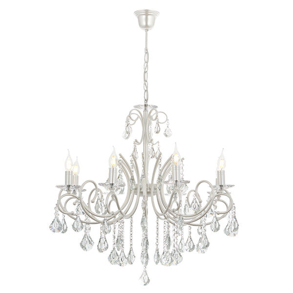 Lustra Cristal HubRom, LILYA 5008-2325-46 80xHmax90-110 cm 8xE14-40W Alb Sıdafat