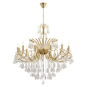 Lustra Cristal HubRom, LILYA 5012-2325-61 105xHmax130-150 cm 12xE14-40W Auriu