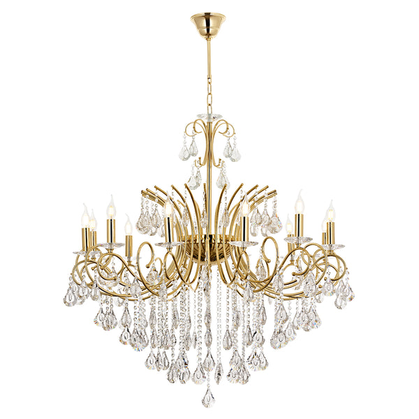 Lustra Cristal HubRom, LILYA 5012-2325-61 105xHmax130-150 cm 12xE14-40W Auriu