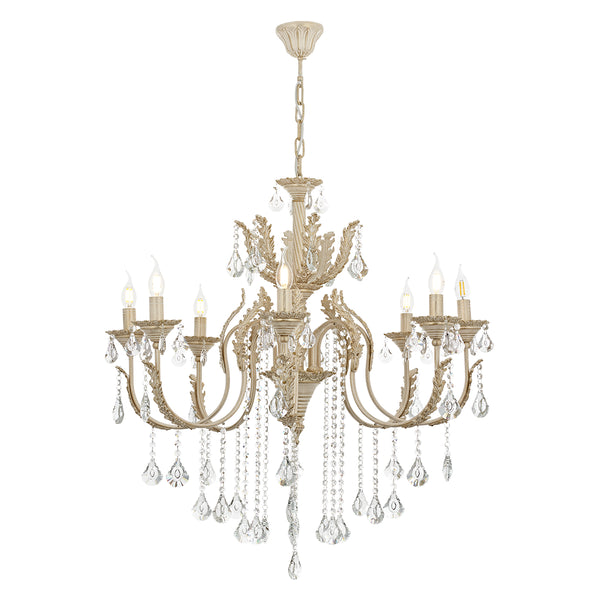 Lustra HubRom, ERNESTO 5008-8910-45 90x90xHmax120 cm 8xE14-40W Crem Patina Auriu