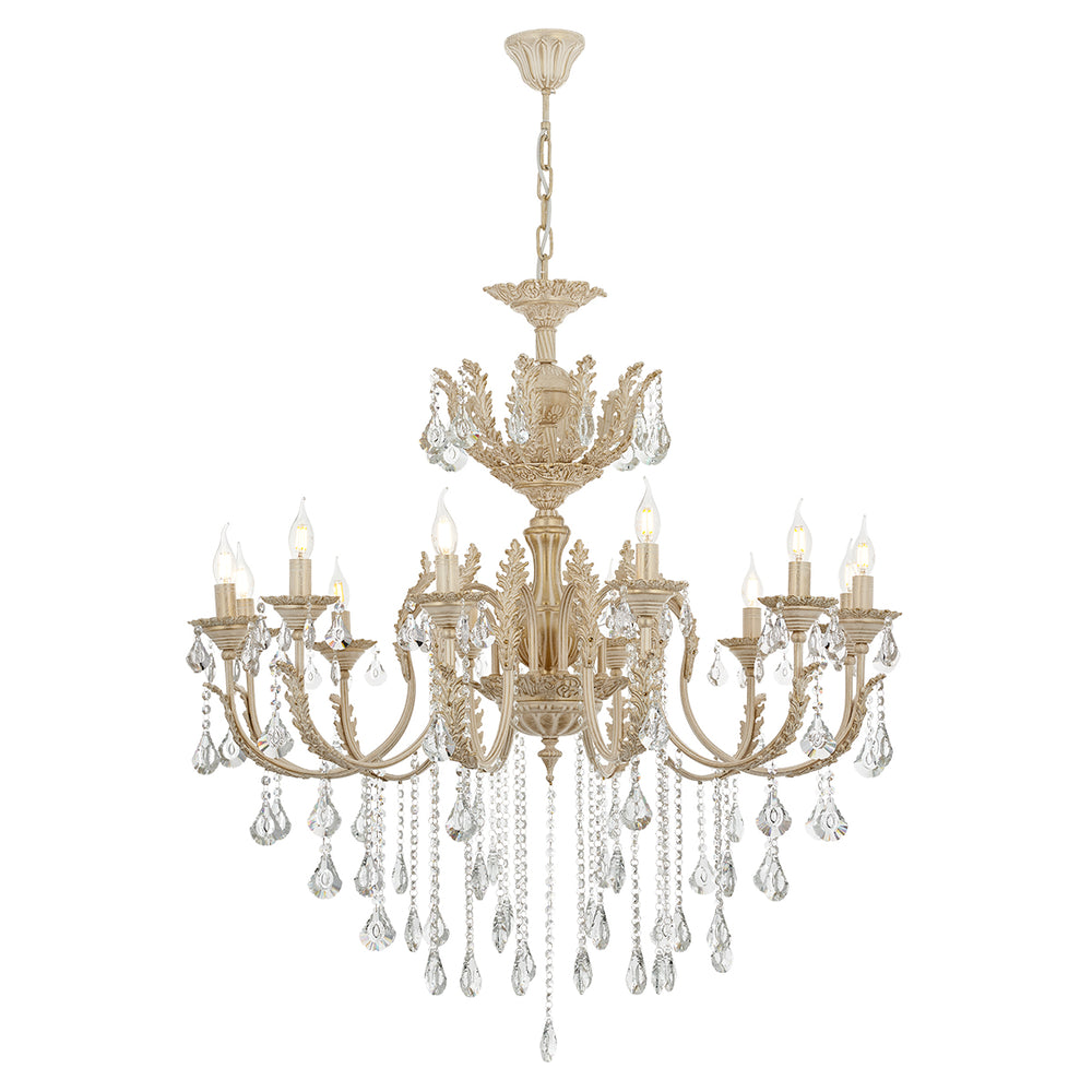 Lustra HubRom, ERNESTO 5012-8910-45 140x105xHmax160 cm 12xE14-40W Crem Patina Auriu