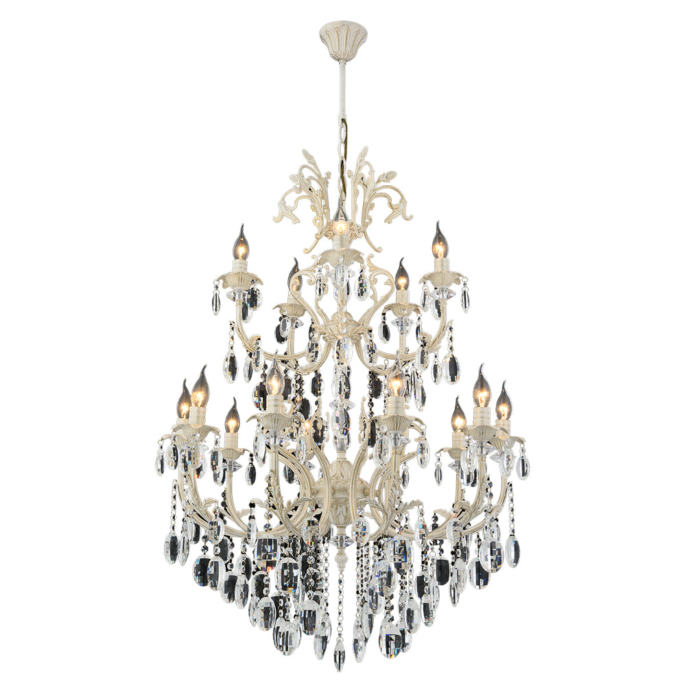 Lustra Cristal HubRom, HAVUZLU 5015-4043-45 90x90xHmax140 cm 10+5xE14-40W Crem Patina Auriu