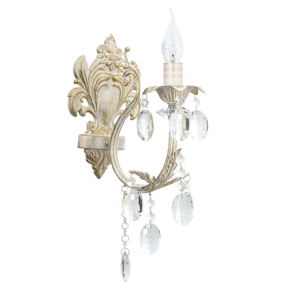 Aplica Cristal HubRom, HAVUZLU 5101-4043-45 27x27xHmax35 cm 1xE14-40W Crem Patina Auriu