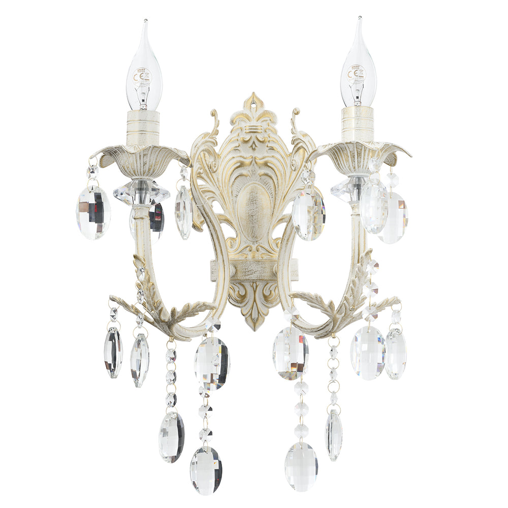 Aplica Cristal HubRom, HAVUZLU 5102-4043-45 35x35xHmax35 cm 2xE14-40W Crem Patina Auriu