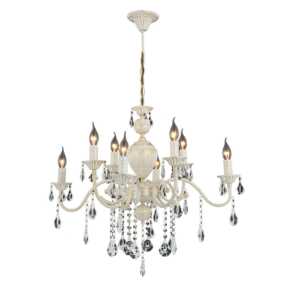 Lustra Cristal HubRom, ILYUM 5008-4012-45 75x100 cm 8xE14-40W Crem Patina Auriu