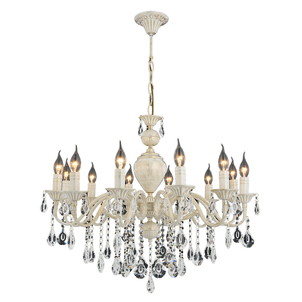 Lustra Cristal HubRom, ILYUM 5012-4012-45 80x100 cm 12xE14-40W Crem Patina Auriu