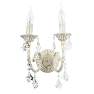 Aplica Cristal HubRom, ILYUM 5102-4012-45 30x30 cm 2xE14-40W Crem Patina Auriu