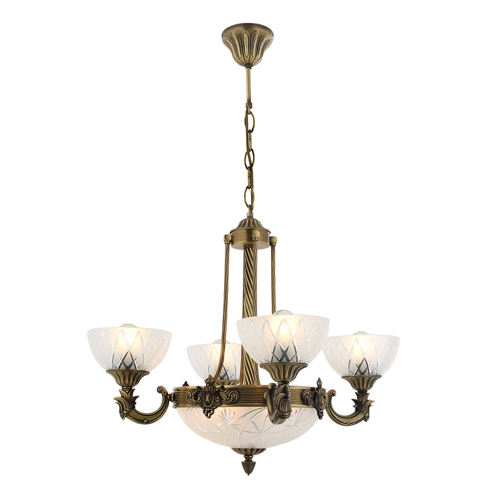 Lustra HubRom, YENI LOST 5004-3040-52 65x65xHmax95 cm 4xE27-60W + 3xE14-40W Antiq