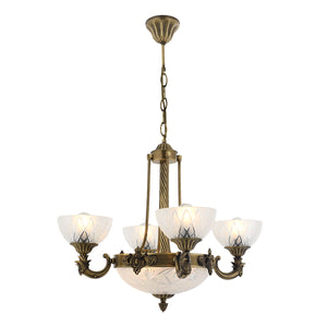 Lustra HubRom, YENI LOST 5004-3040-52 65x65xHmax95 cm 4xE27-60W + 3xE14-40W Antiq