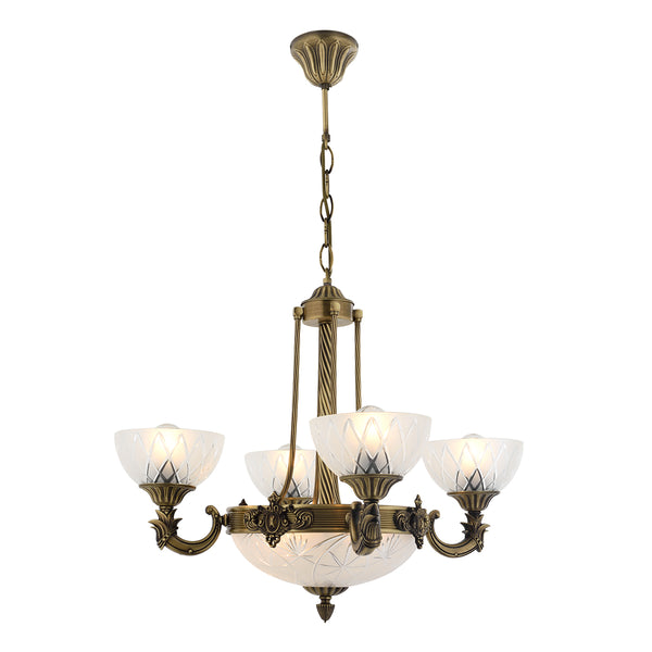 Lustra HubRom, YENI LOST 5004-3040-52 65x65xHmax95 cm 4xE27-60W + 3xE14-40W Antiq