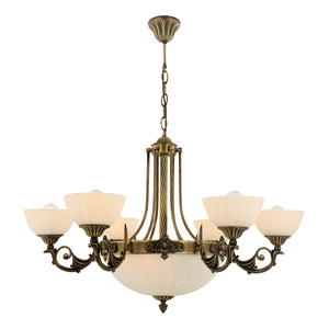 Lustra HubRom, MASS 5006-3071-52-52 78x78xHmax95 cm 6xE27-60W + 3xE14-40W Antiq