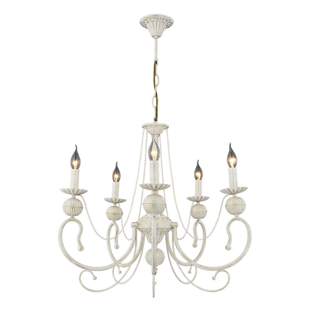 Lustra HubRom, KASGAR 5005-2024-45 80x80xHmax100 cm 5xE14-40W Crem Patina Auriu